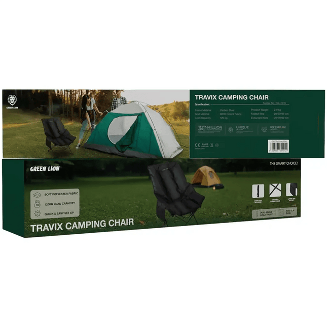 Green Lion Travix Camping Chair - BlackCamping Chair