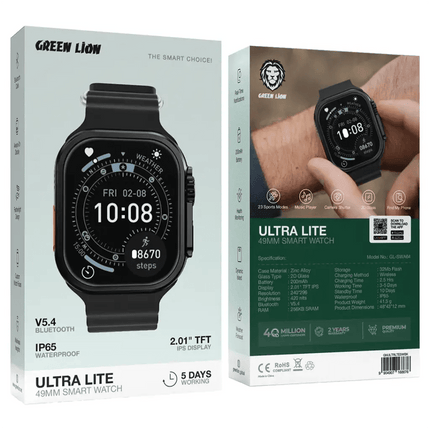 Green Lion Ultra Lite 49mm Smart Watch (Black)Smart Watches