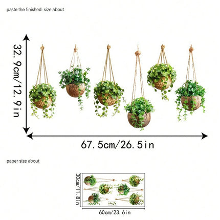 Hanging Green Potted Plant Window Sticker 33*67cm - SmartSouks