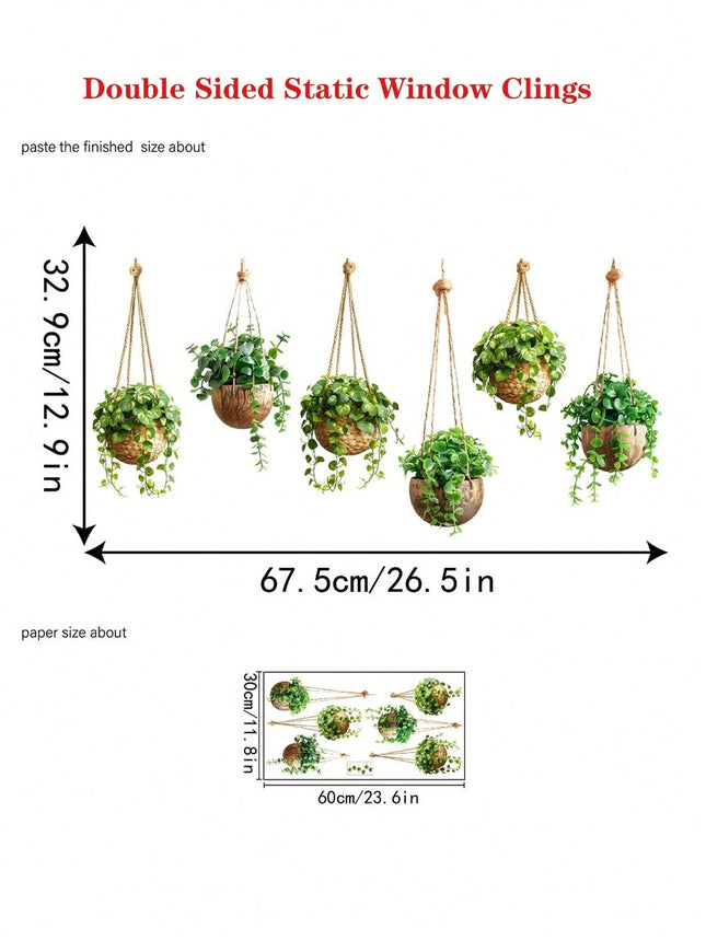 Hanging Green Potted Plant Window Sticker 33*67cm - SmartSouks