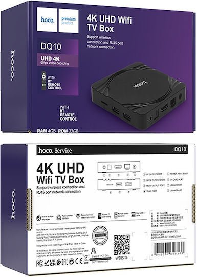 Hoco DQ10 Plus 4K UHD Smart Android TV Box (4GB RAM / 32GB ROM)