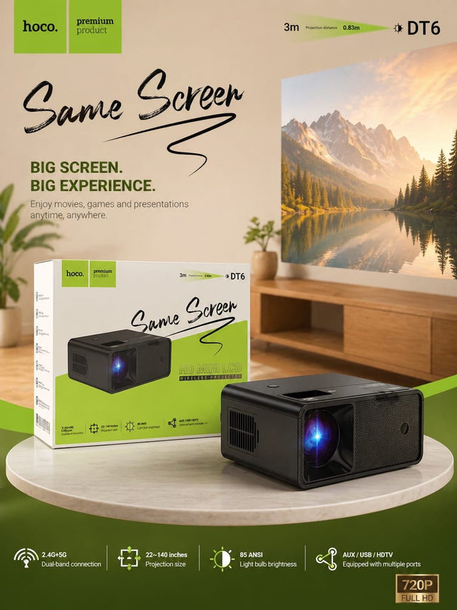 Hoco DT6 Wireless Projector 22 – 140 inches - SmartSouks