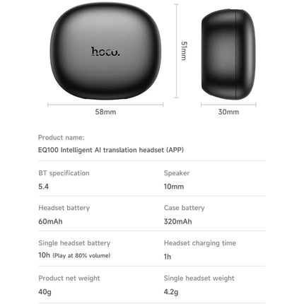 HOCO EQ100 AI Translation Earbuds with Built-in Phone Stand