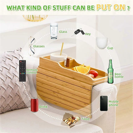 Bamboo Sofa Armrest Slide Tray