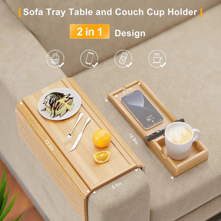 Bamboo Sofa Armrest Slide Tray