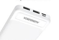VDENMENV DP09 Power Bank 10000 mAh - white color
