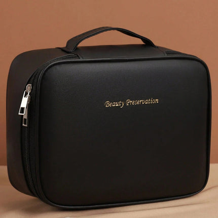 Large Double Layer Cosmetic Bag Black - SmartSouks