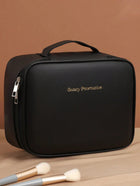 Large Double Layer Cosmetic Bag Black - SmartSouks