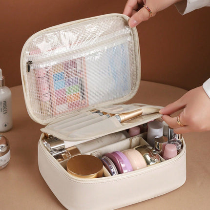 Large Double Layer Cosmetic Bag Black - SmartSouks