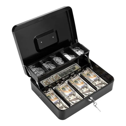 Large Metal Cash Safe Box with Money Tray - SmartSouks