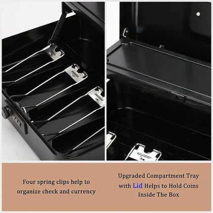 Large Metal Cash Safe Box with Money Tray - SmartSouks