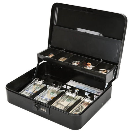 Large Metal Cash Safe Box with Money Tray - SmartSouks