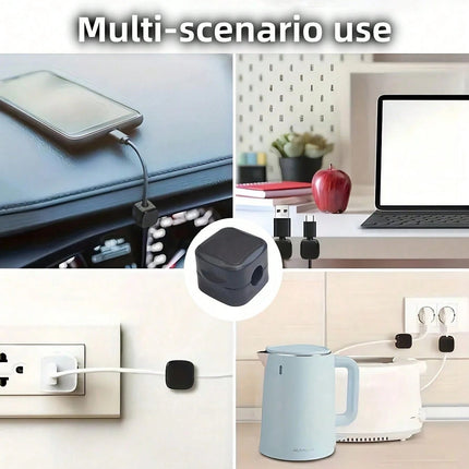 Magnetic Cable Organizer Clips Square Black - SmartSouks