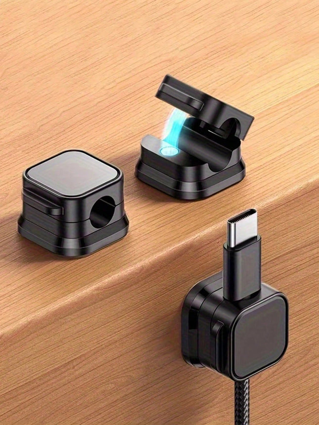 Magnetic Cable Organizer Clips Square Black - SmartSouks