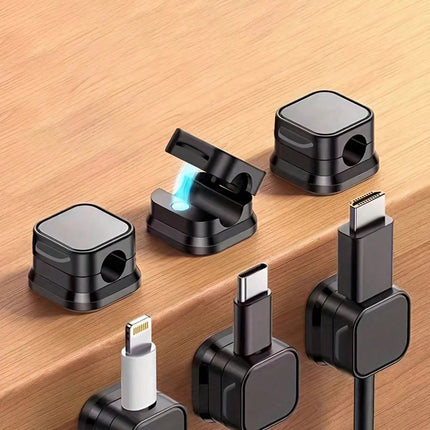 Magnetic Cable Organizer Clips Square Black - SmartSouks