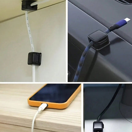 Magnetic Cable Organizer Clips Square Black - SmartSouks