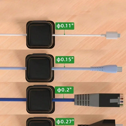 Magnetic Cable Organizer Clips Square Black - SmartSouks