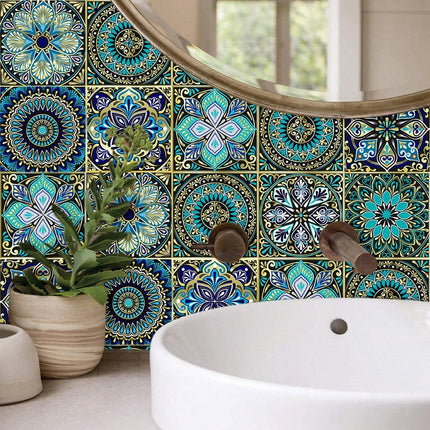 Mandala Floral Tile Wall Stickers 20pcs - SmartSouks