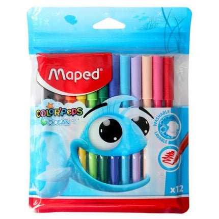 Maped Washable Fiber Pens Ocean Color'Peps x12 - SmartSouks