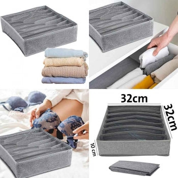 Foldable Closet Sock & Underwear Drawer Organizer (7 Partitions)