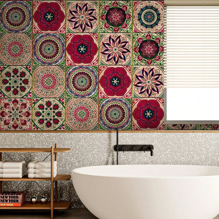Moroccan Floral Tile Wall Stickers 24pcsWall Stickers