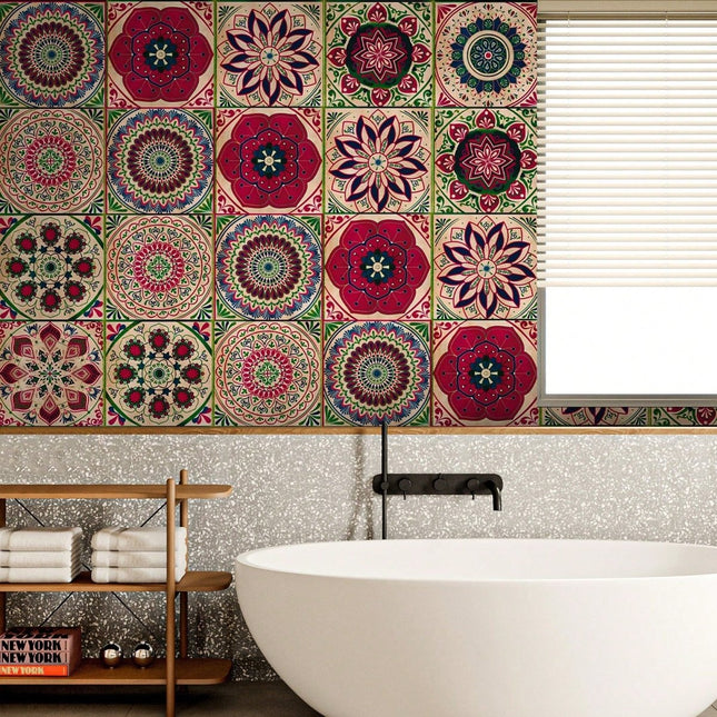 Moroccan Floral Tile Wall Stickers 24pcsWall Stickers