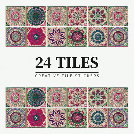 Moroccan Floral Tile Wall Stickers 24pcsWall Stickers