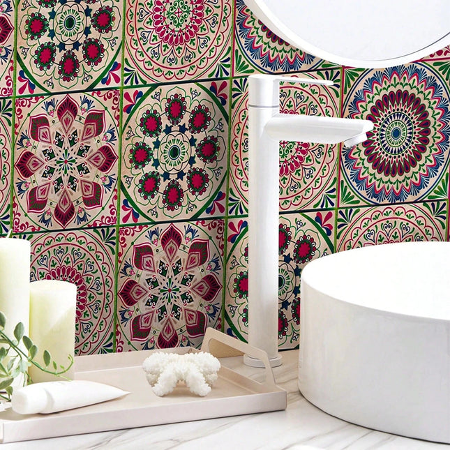 Moroccan Floral Tile Wall Stickers 24pcsWall Stickers