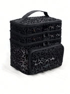 Multi-Functional 3-Layer Makeup Bag - Black Leopard MeshMakeup Bag