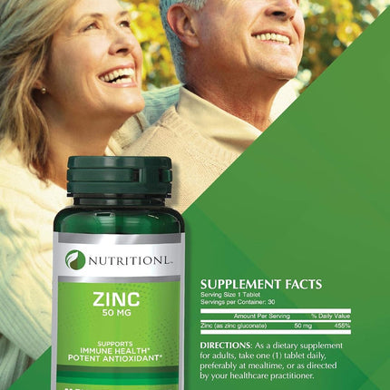 Nutritionl Zinc 50 Mg - 30 Tablets - SmartSouks