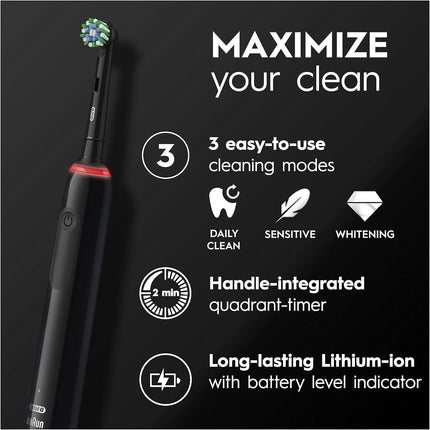 Oral-B Pro 3 - 3000 - Black Electric Toothbrush - SmartSouks