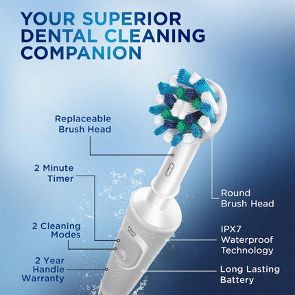 Oral-B Vitality 100 Crossaction Rechargeable Electric Toothbrush White - SmartSouks