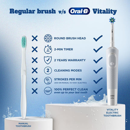 Oral-B Vitality 100 Crossaction Rechargeable Electric Toothbrush White - SmartSouks