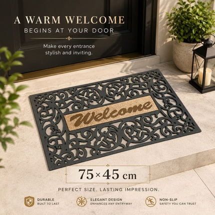 Ornate Scrollwork Welcome Door Mat (75x45cm)Door Mat