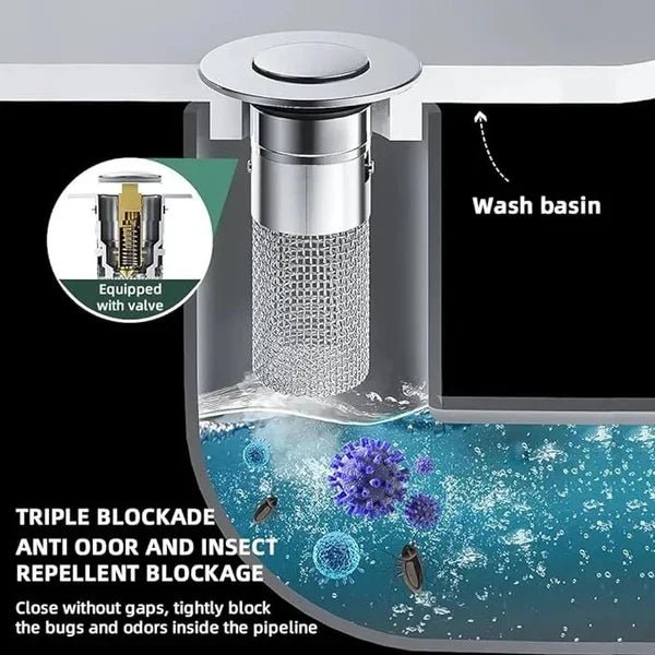 Pop-Up Sink Drain Strainer – Hair Catcher & Anti-Clog Stopper - SmartSouks