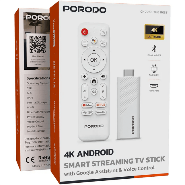 Porodo 4K Android Smart Streaming TV StickStreaming Devices
