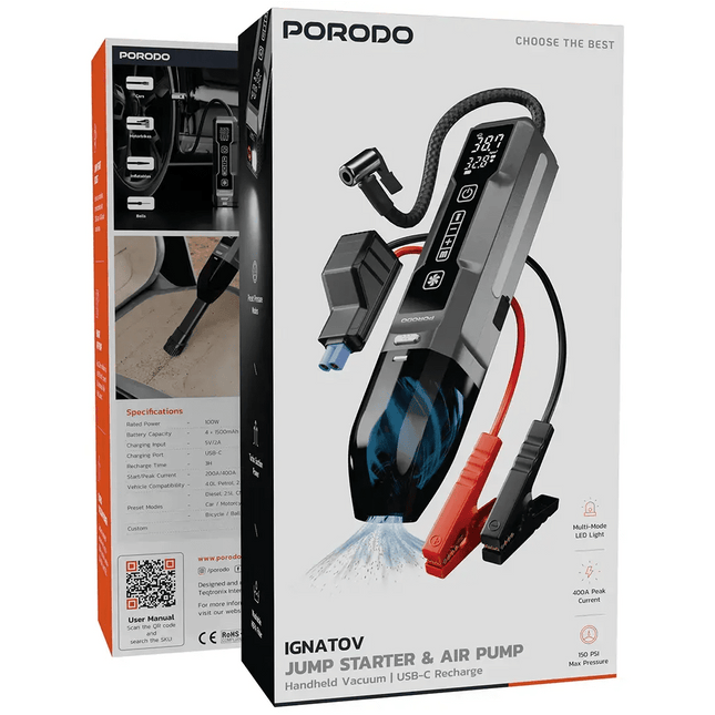 Porodo Ignatov Jump Starter Air Pump & Vacuum Cleaner