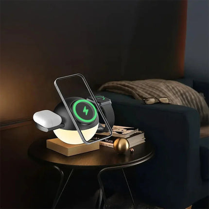 Porodo Orbix 3-In-1 Wireless Charger With Adjustable Ambient LightCharging Station