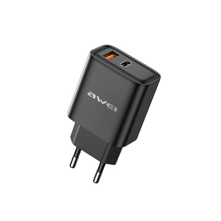 Power Adapter Kit Dual Output 22.5W Fast Charging EU Black / AWEI - SmartSouks