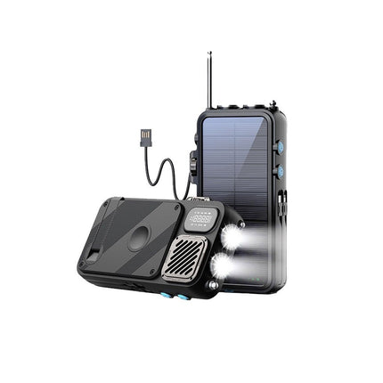 Powerology 16000mAh Solar Power Bank with FM Radio, Speaker & Lights