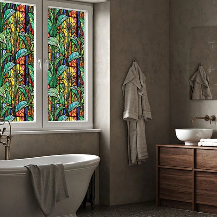 Red Green Leaf Window Film – Static Cling & UV Protection, 45×100cmWindow Film