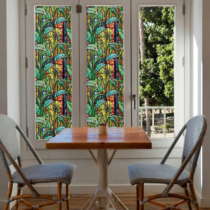 Red Green Leaf Window Film – Static Cling & UV Protection, 45×100cmWindow Film