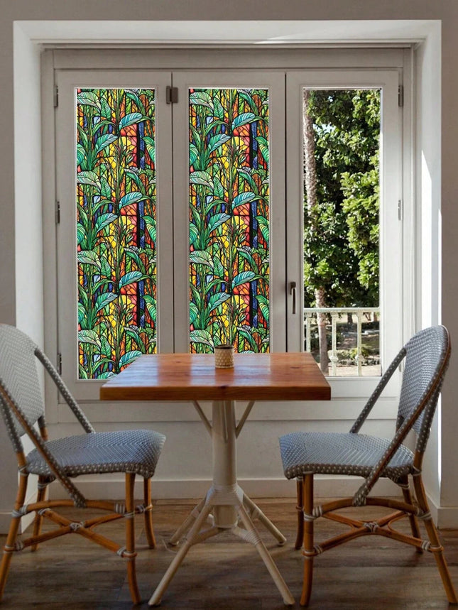 Red Green Leaf Window Film – Static Cling & UV Protection, 45×100cmWindow Film