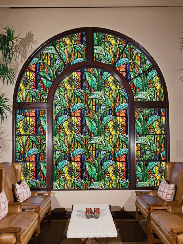 Red Green Leaf Window Film – Static Cling & UV Protection, 45×100cmWindow Film