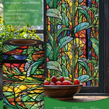 Red Green Leaf Window Film – Static Cling & UV Protection, 45×100cmWindow Film