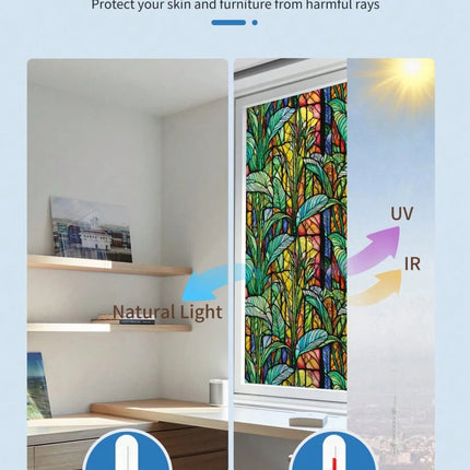 Red Green Leaf Window Film – Static Cling & UV Protection, 45×100cmWindow Film