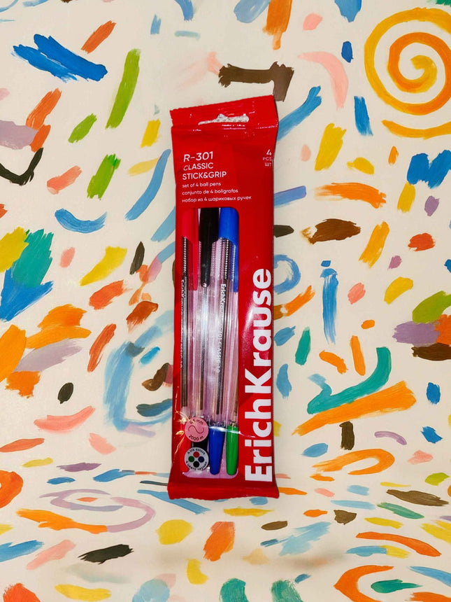 Set of 4 Ballpoint Pens R-301 Stick Classic 1.0Mm Assorted Colors / ERICHKRAUSE - SmartSouks