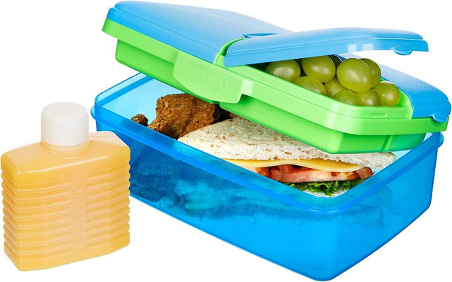 Sistema Lunch Slimline Quaddie w/ Sauce Bottle 1.5LSchool Lunch Box