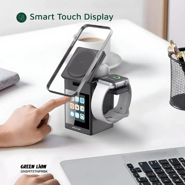 Smart Station Pro LCD Display Wireless Charger with Speaker - Black - SmartSouks