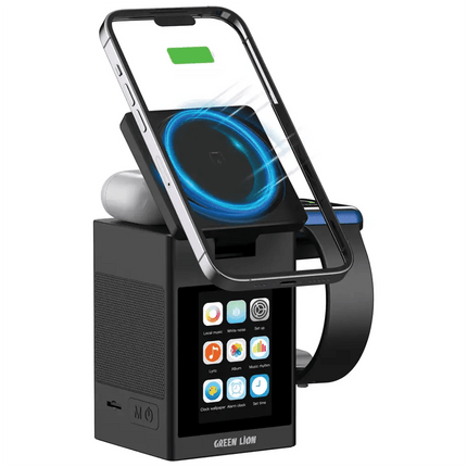 Smart Station Pro LCD Display Wireless Charger with Speaker - Black - SmartSouks